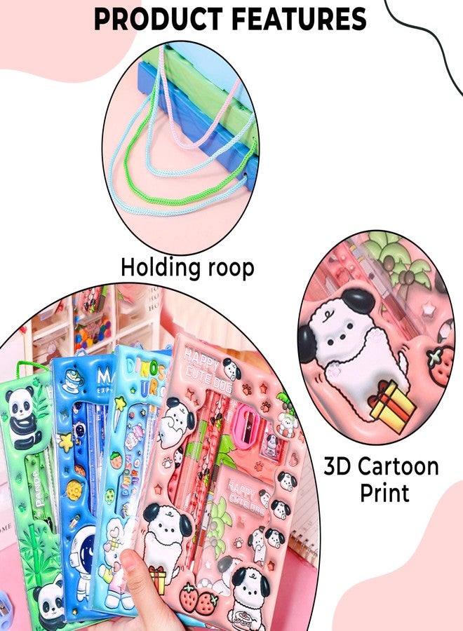 ووبوكس مجموعة أدوات مكتبية من WABBOX - هدايا عيد ميلاد للأولاد والبنات، مجموعة أدوات مكتبية متنوعة بتصميم كلب ملون، تتضمن قلم رصاص، مسطرة، ممحاة، مبراة للأطفال (6 قطع). - Image 4